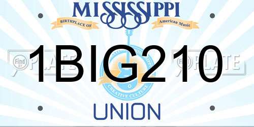 1BIG210 Mississippi License Plate