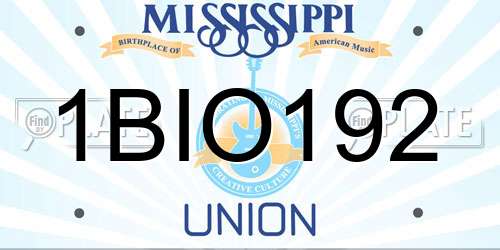 1BIO192 Mississippi License Plate