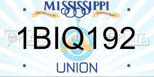 1BIQ192 Mississippi License Plate