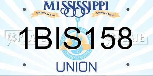 1BIS158 Mississippi License Plate