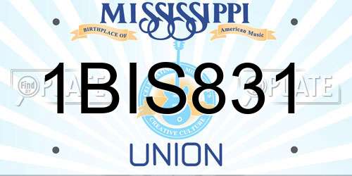 1BIS831 Mississippi License Plate