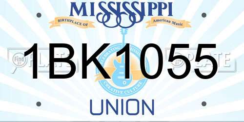 1BK1055 Mississippi License Plate
