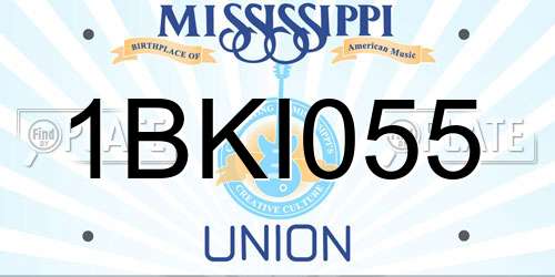 1BKI055 Mississippi License Plate