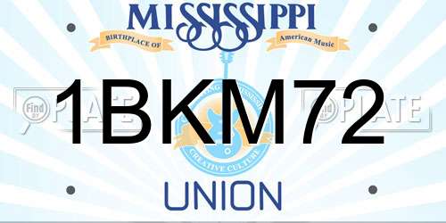 1BKM72 Mississippi License Plate