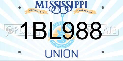 1BL988 Mississippi License Plate
