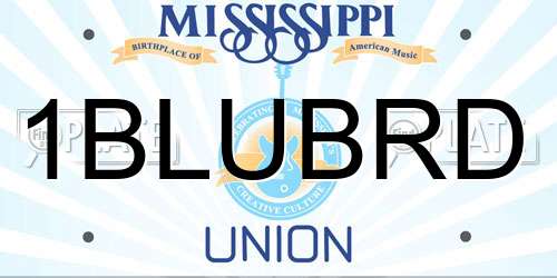 1BLUBRD Mississippi License Plate