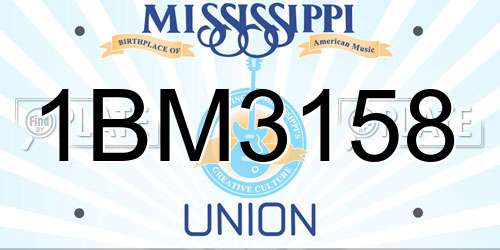 1BM3158 Mississippi License Plate