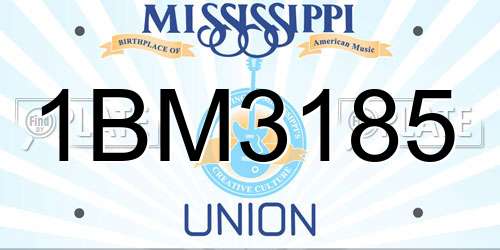 1BM3185 Mississippi License Plate