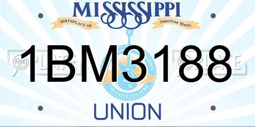 1BM3188 Mississippi License Plate