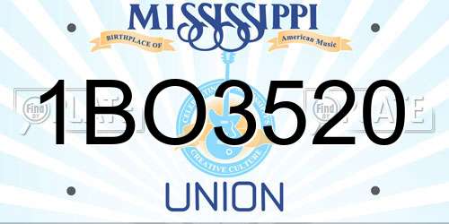 1BO3520 Mississippi License Plate