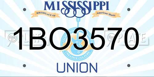 1BO3570 Mississippi License Plate