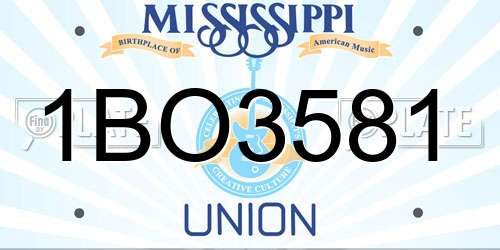 1BO3581 Mississippi License Plate