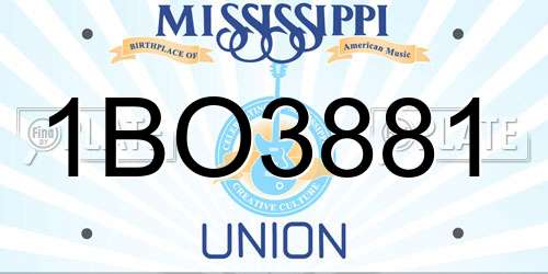 1BO3881 Mississippi License Plate