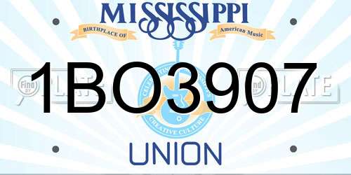 1BO3907 Mississippi License Plate