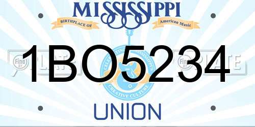 1BO5234 Mississippi License Plate