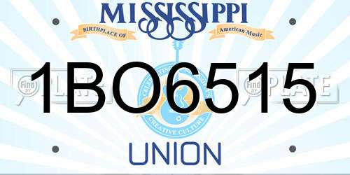 1BO6515 Mississippi License Plate