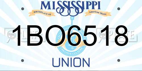 1BO6518 Mississippi License Plate