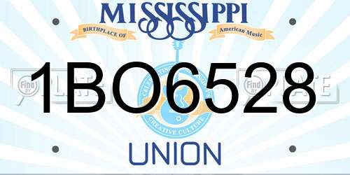 1BO6528 Mississippi License Plate