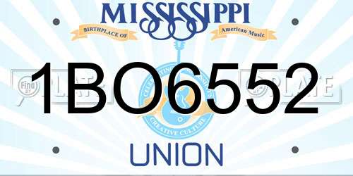 1BO6552 Mississippi License Plate