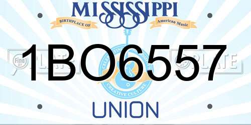 1BO6557 Mississippi License Plate