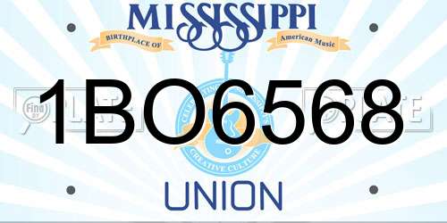 1BO6568 Mississippi License Plate