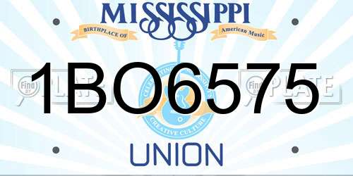 1BO6575 Mississippi License Plate