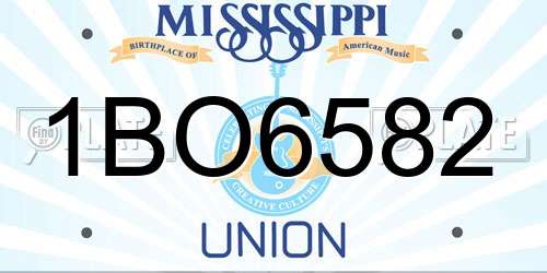 1BO6582 Mississippi License Plate