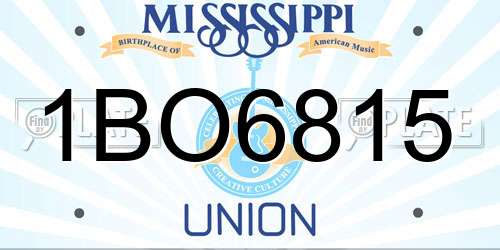 1BO6815 Mississippi License Plate
