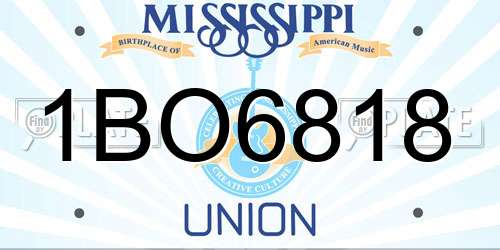 1BO6818 Mississippi License Plate