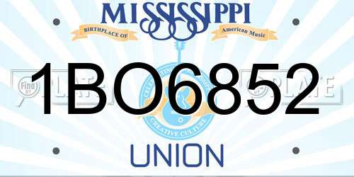 1BO6852 Mississippi License Plate