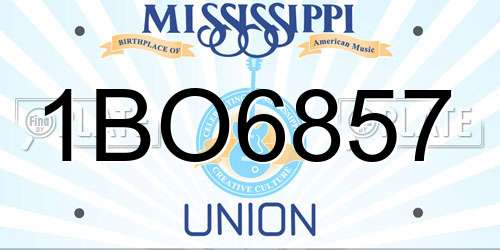 1BO6857 Mississippi License Plate