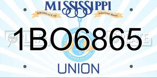 1BO6865 Mississippi License Plate