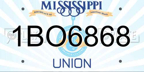 1BO6868 Mississippi License Plate