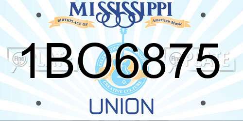 1BO6875 Mississippi License Plate