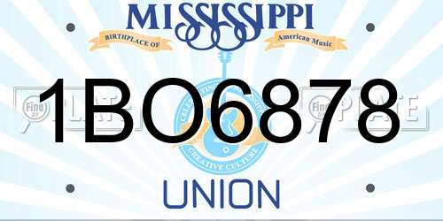 1BO6878 Mississippi License Plate