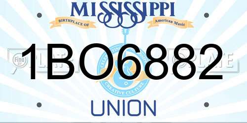 1BO6882 Mississippi License Plate