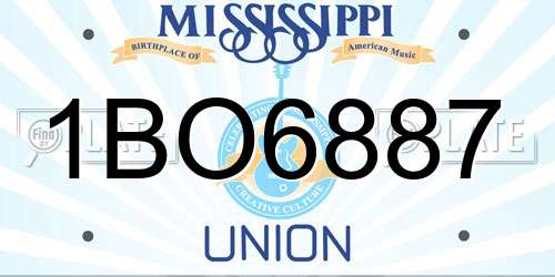 1BO6887 Mississippi License Plate