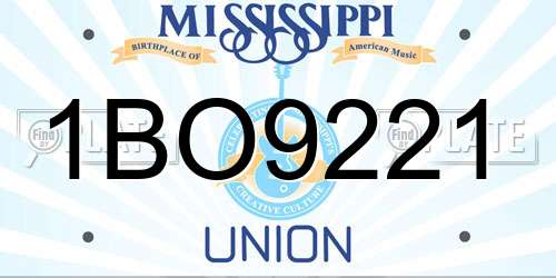 1BO9221 Mississippi License Plate
