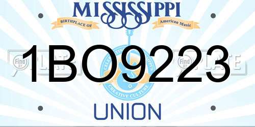 1BO9223 Mississippi License Plate