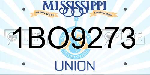 1BO9273 Mississippi License Plate