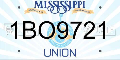 1BO9721 Mississippi License Plate