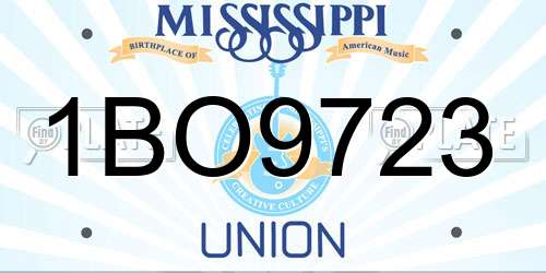 1BO9723 Mississippi License Plate