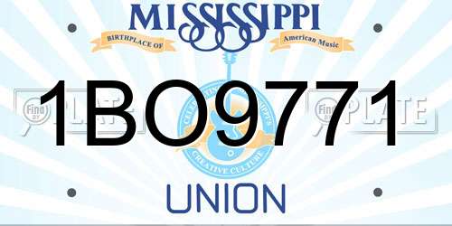 1BO9771 Mississippi License Plate