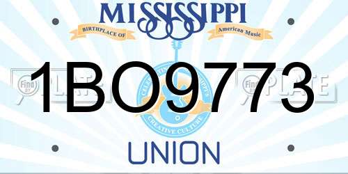 1BO9773 Mississippi License Plate