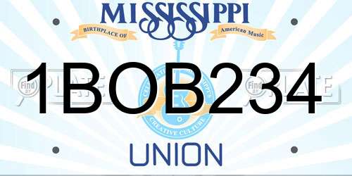 1BOB234 Mississippi License Plate