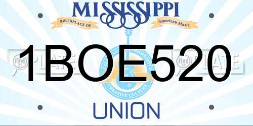 1BOE520 Mississippi License Plate