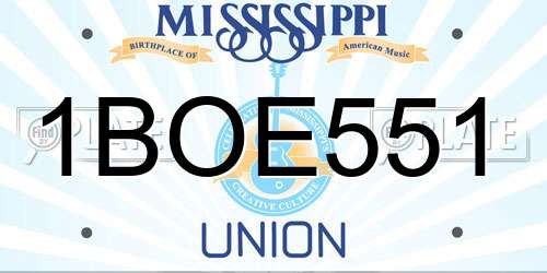 1BOE551 Mississippi License Plate