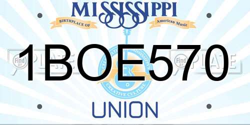 1BOE570 Mississippi License Plate