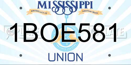 1BOE581 Mississippi License Plate
