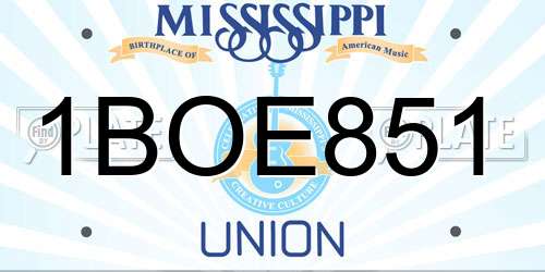 1BOE851 Mississippi License Plate